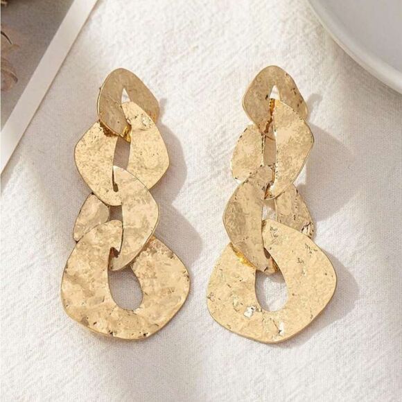 Gold chain drop earrings M201 - Picture 1 of 5